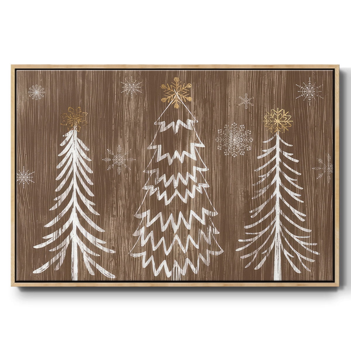 Barnwood Wonderland Collection A - Framed Gallery Wrapped Holiday Canvas - 25 x 37 - Natural Wood Frame