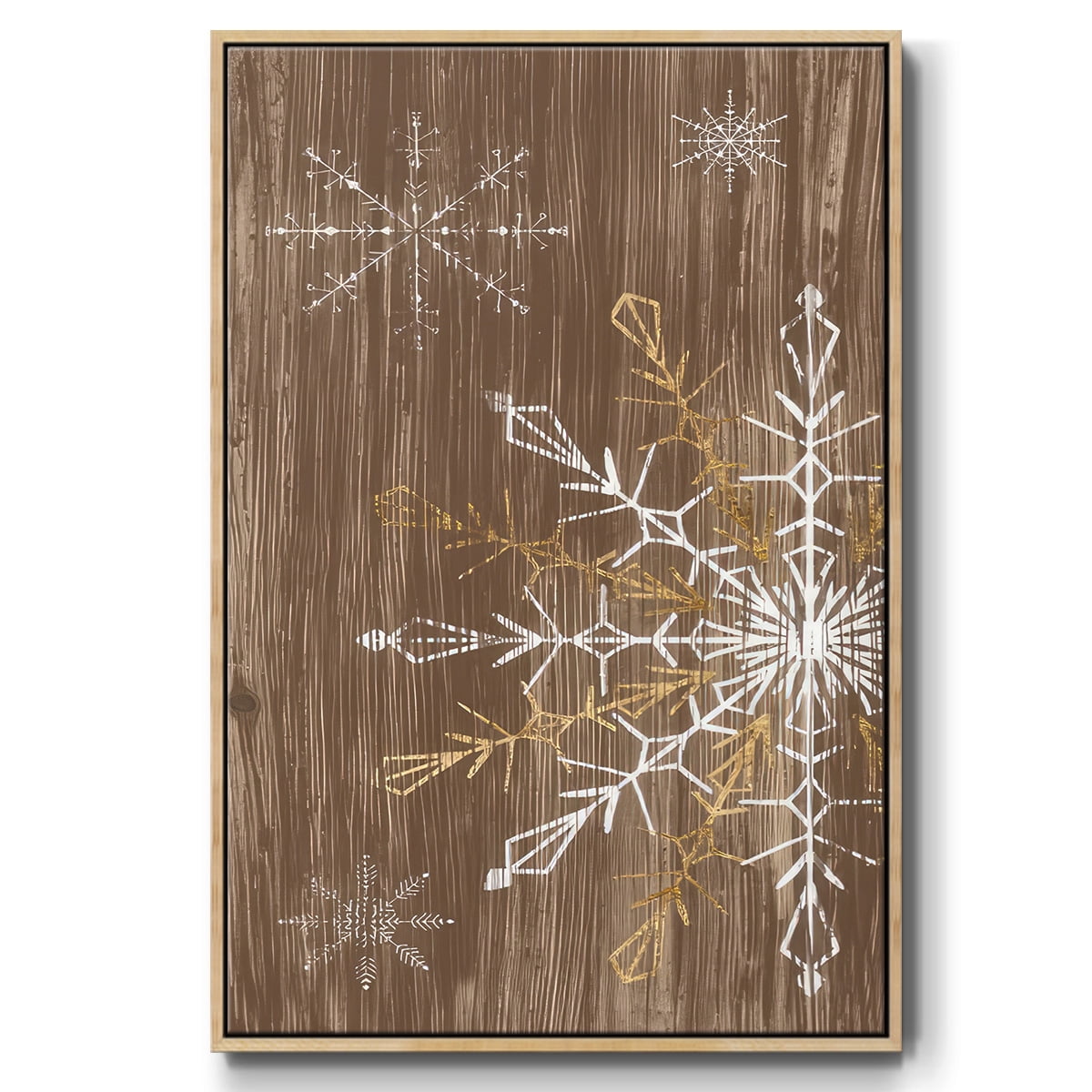 Barnwood Wonderland Collection B - Framed Gallery Wrapped Holiday Canvas - 17 x 25 - Natural Wood Frame