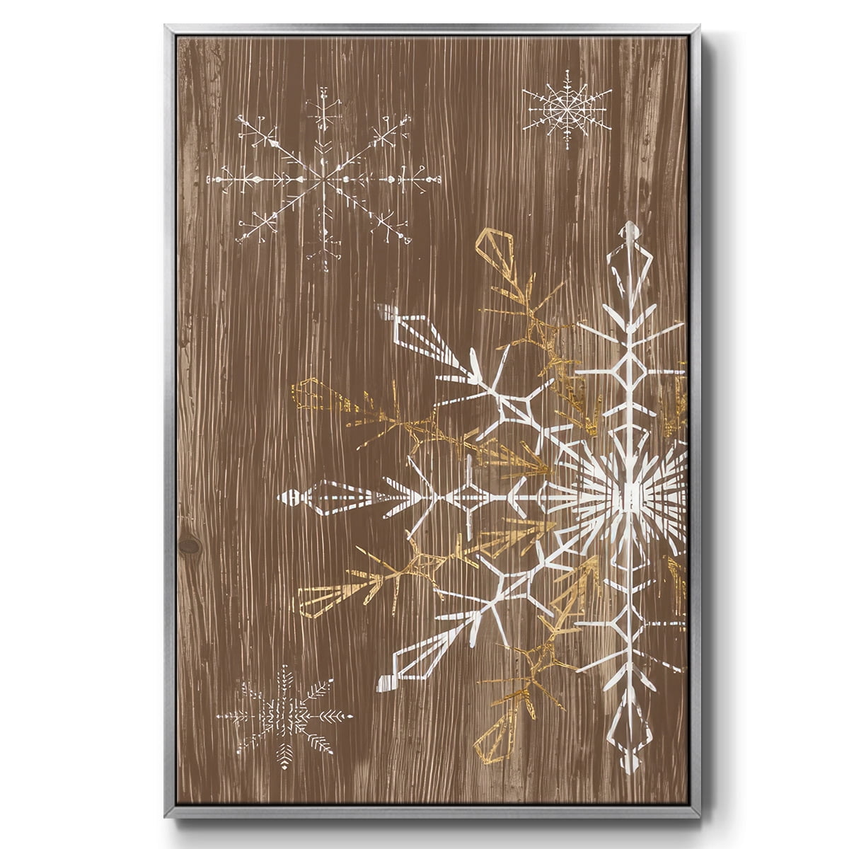 Barnwood Wonderland Collection B - Framed Gallery Wrapped Holiday Canvas - 25 x 37 - Silver Frame