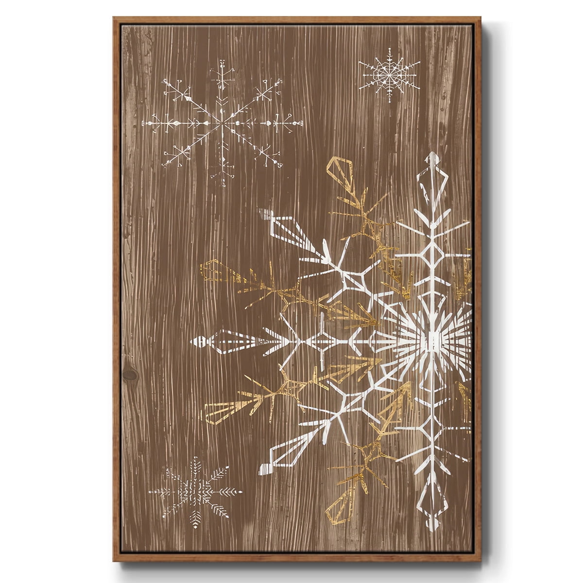 Barnwood Wonderland Collection B - Framed Gallery Wrapped Holiday Canvas - 27 x 41 - Rosewood Frame