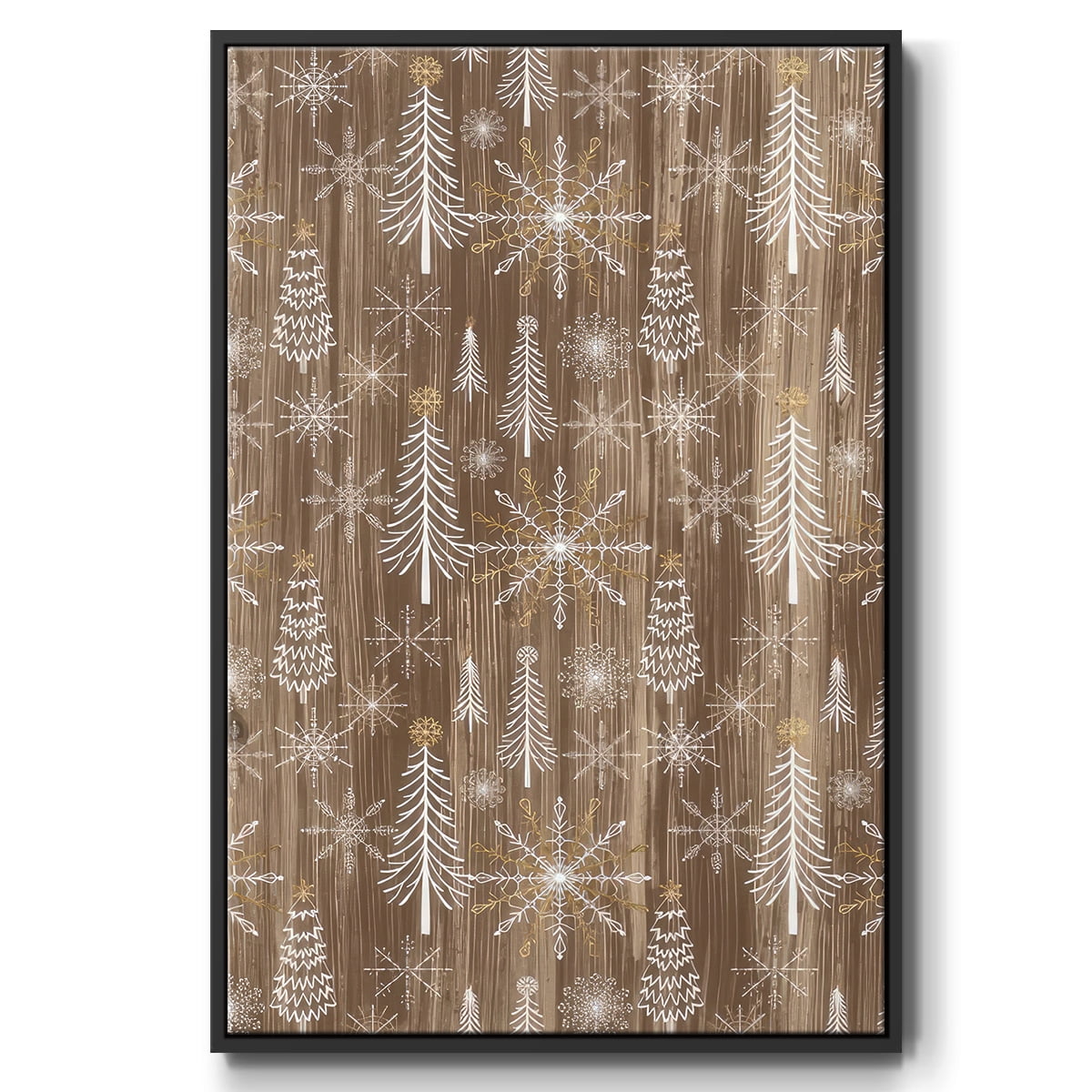 Barnwood Wonderland Collection E - Framed Gallery Wrapped Holiday Canvas - 25 x 37 - Black Frame