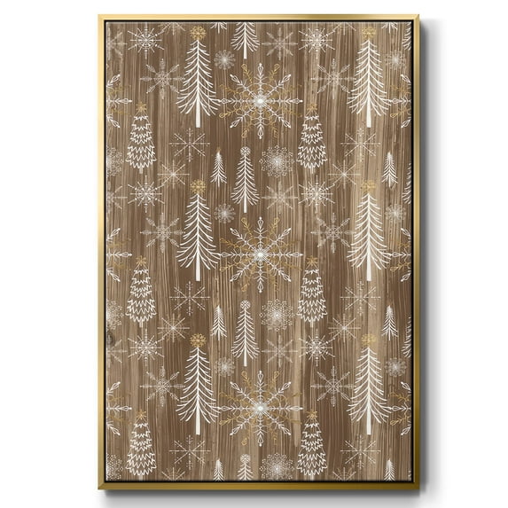 Barnwood Wonderland Collection E - Framed Gallery Wrapped Holiday Canvas - 25 x 37 - Gold Frame