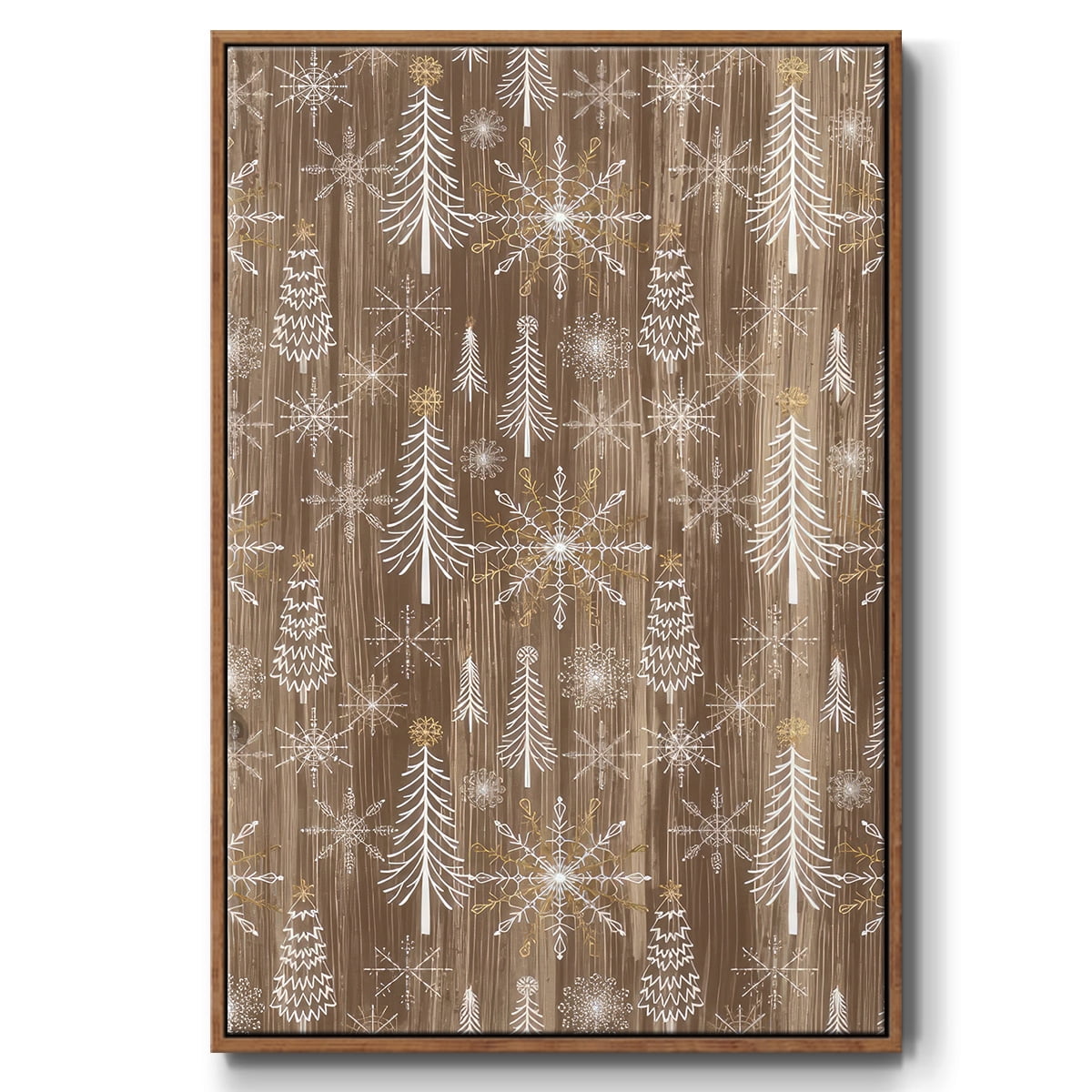 Barnwood Wonderland Collection E - Framed Gallery Wrapped Holiday Canvas - 25 x 37 - Rosewood Frame