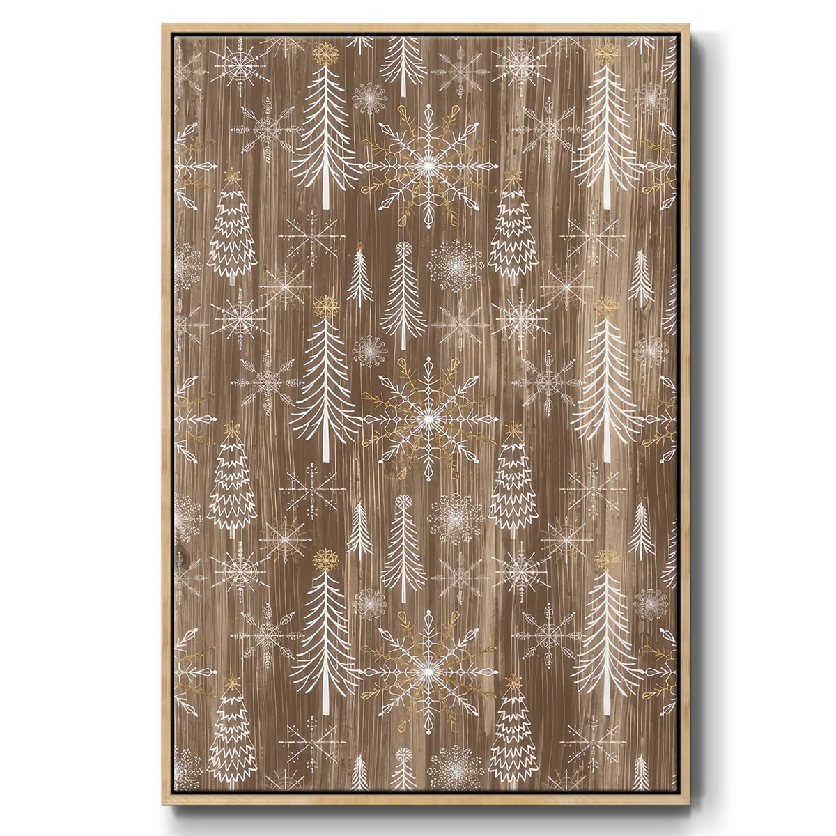 Barnwood Wonderland Collection E - Framed Gallery Wrapped Holiday Canvas - 27 x 41 - Natural Wood Frame
