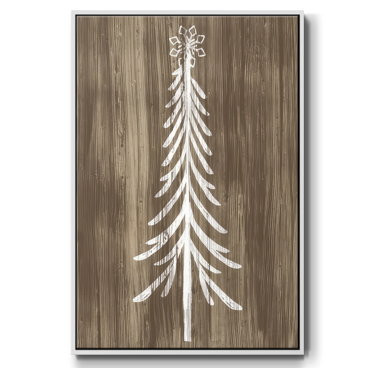 Barnwood Wonderland IX - Framed Gallery Wrapped Holiday Canvas - 17 x 25 - White Frame