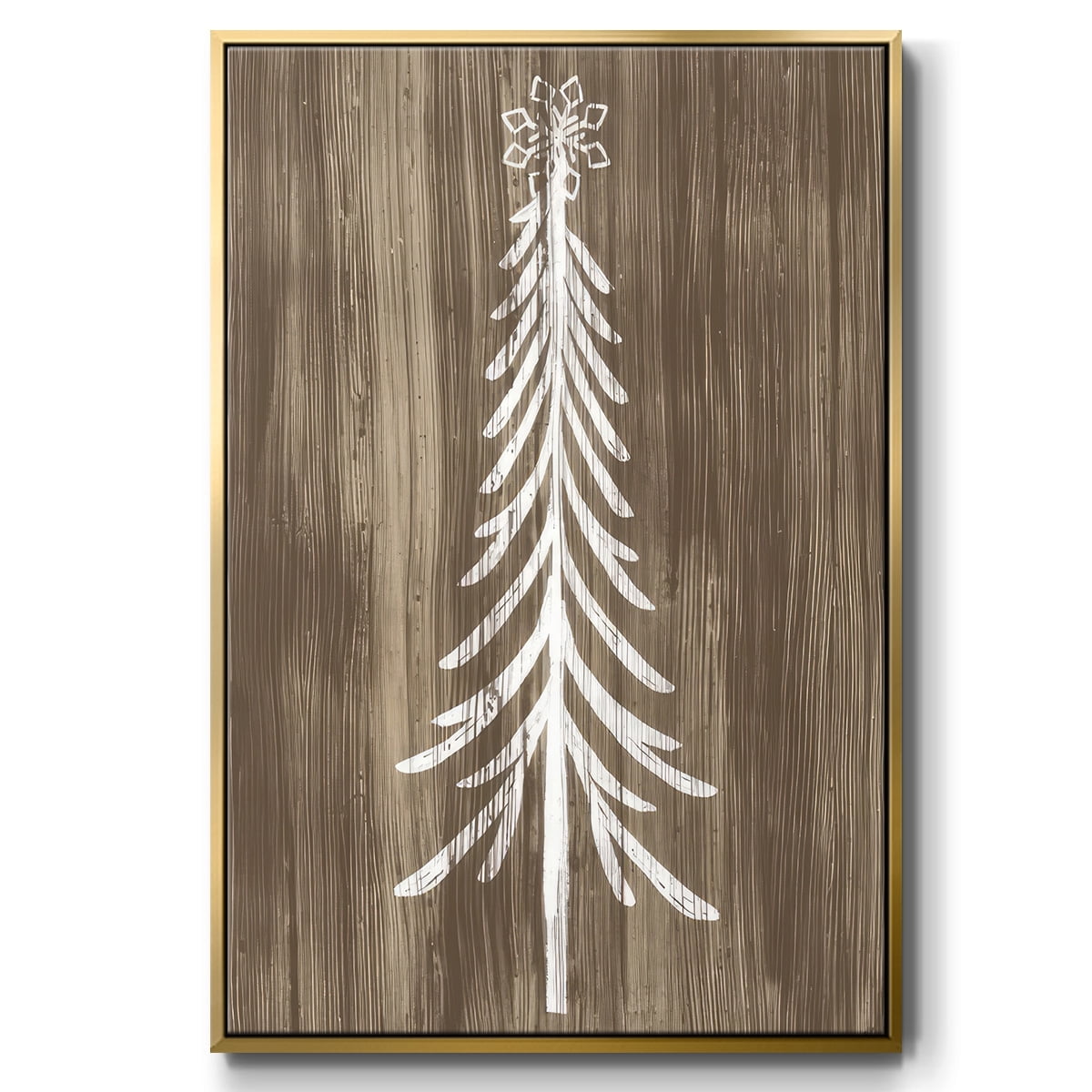 Barnwood Wonderland IX - Framed Gallery Wrapped Holiday Canvas - 25 x 37 - Gold Frame