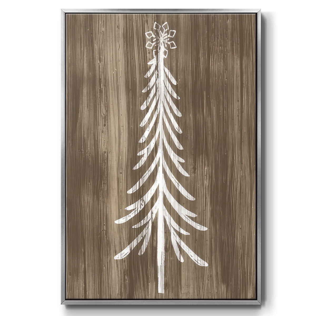 Barnwood Wonderland IX - Framed Gallery Wrapped Holiday Canvas - 25 x 37 - Silver Frame