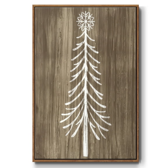 Barnwood Wonderland VII - Framed Gallery Wrapped Holiday Canvas - 17 x 25 - Rosewood Frame