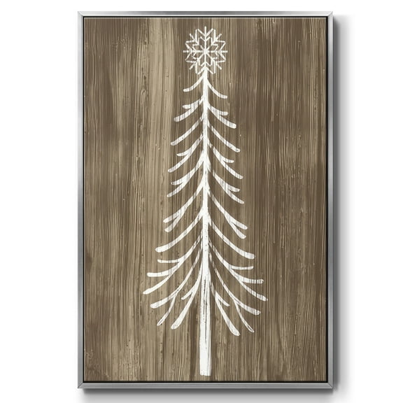 Barnwood Wonderland VII - Framed Gallery Wrapped Holiday Canvas - 17 x 25 - Silver Frame