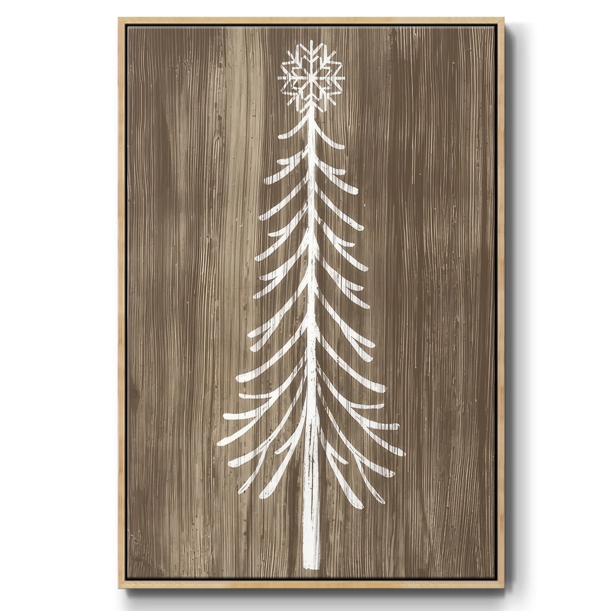 Barnwood Wonderland VII - Framed Gallery Wrapped Holiday Canvas - 25 x 37 - Natural Wood Frame