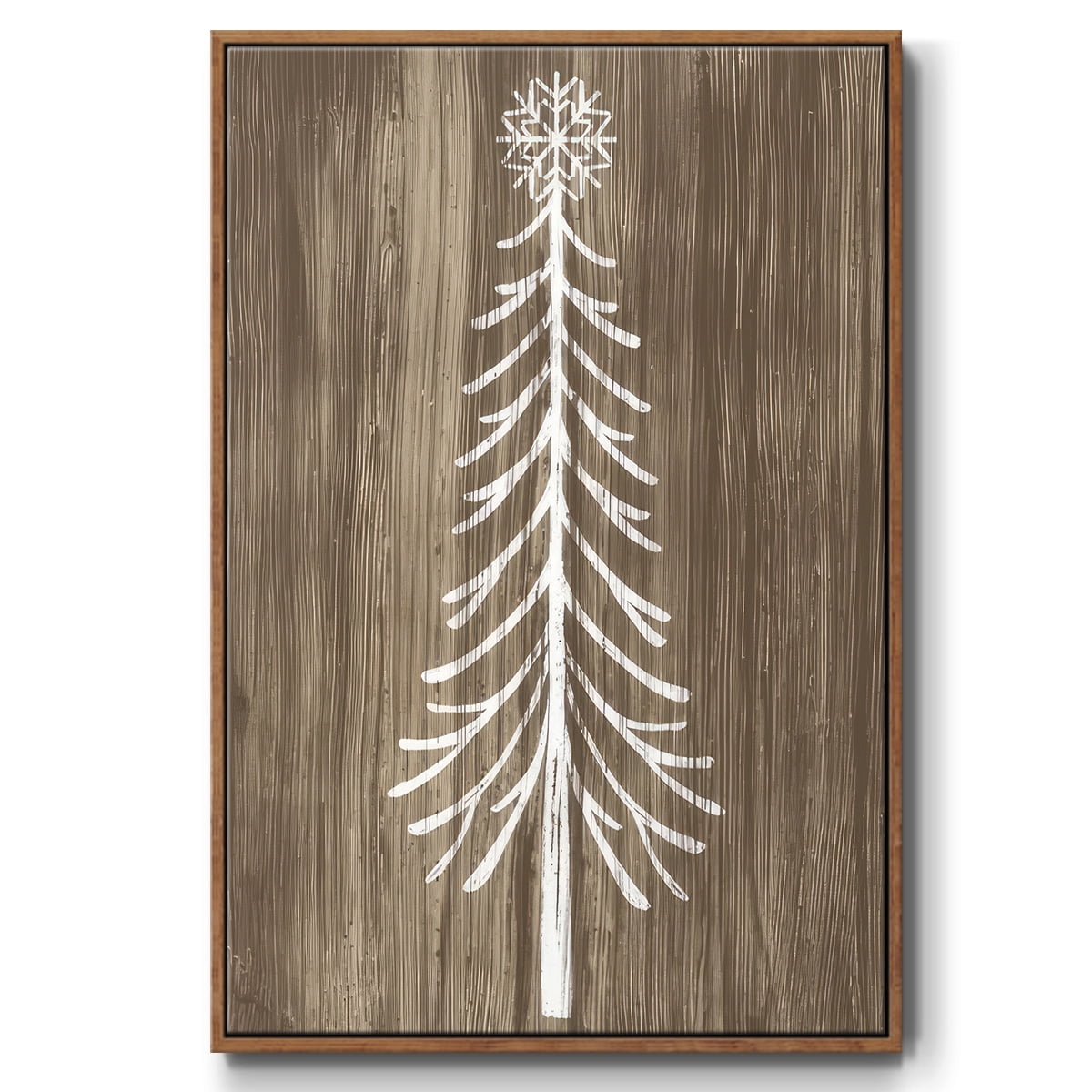 Barnwood Wonderland VII - Framed Gallery Wrapped Holiday Canvas - 25 x 37 - Rosewood Frame
