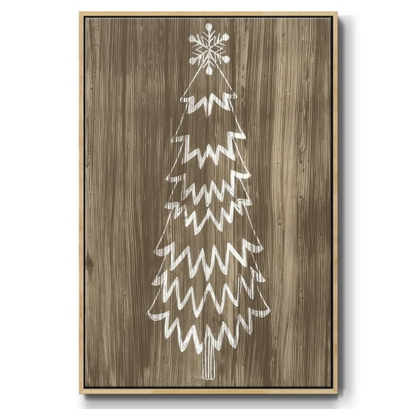 Barnwood Wonderland VIII - Framed Gallery Wrapped Holiday Canvas - 17 x 25 - Natural Wood Frame