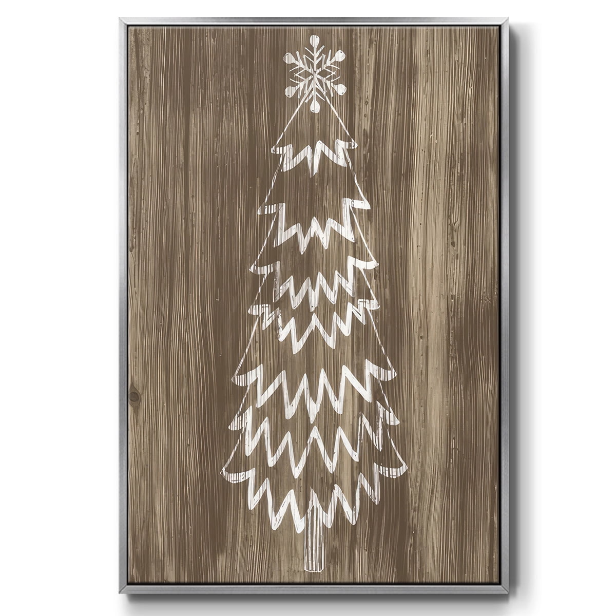Barnwood Wonderland VIII - Framed Gallery Wrapped Holiday Canvas - 17 x 25 - Silver Frame