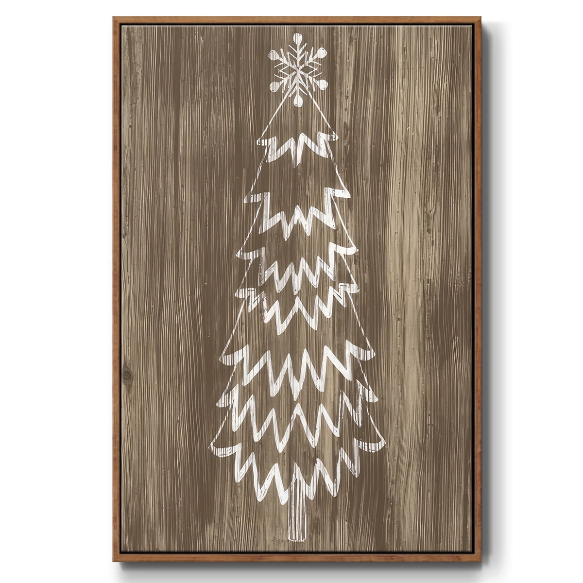 Barnwood Wonderland VIII - Framed Gallery Wrapped Holiday Canvas - 25 x 37 - Rosewood Frame