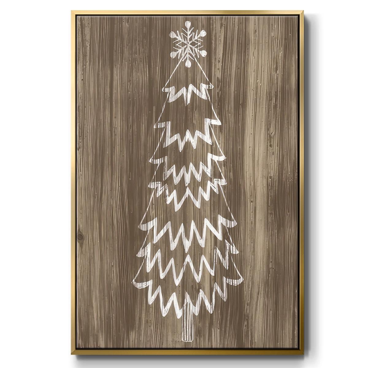 Barnwood Wonderland VIII - Framed Gallery Wrapped Holiday Canvas - 27 x 41 - Gold Frame