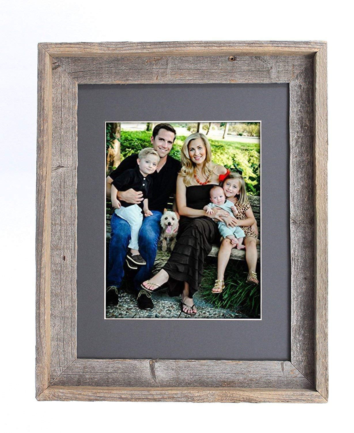 BarnwoodUSA 5X7 Inch Signature Picture Frame Matted for 4X6 Inch Photos -  100% Reclaimed Wood, Cinder Mat