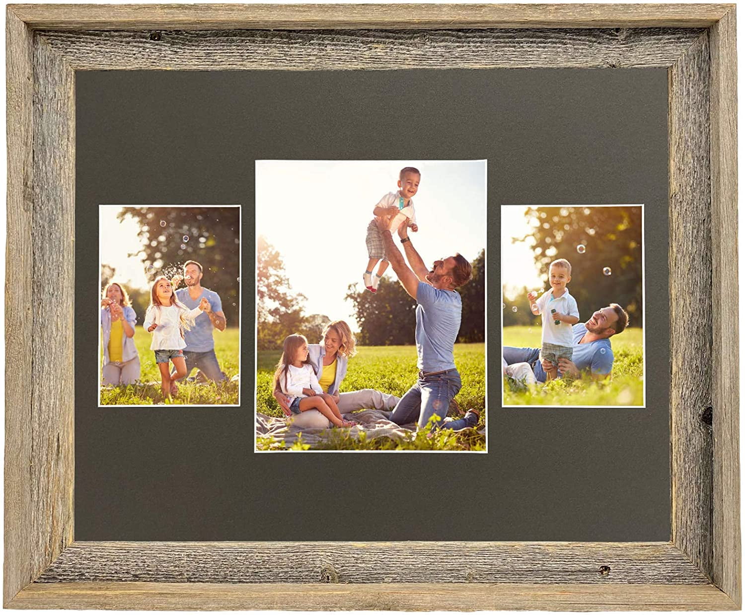 BarnwoodUSA, Farmhouse Style Rustic 16x20 Collage Picture Frame, 3 -  Opening Display with Glass, Fits (1) 8x10 (2) 5x7 Photographs, 100%  Reclaimed Wood