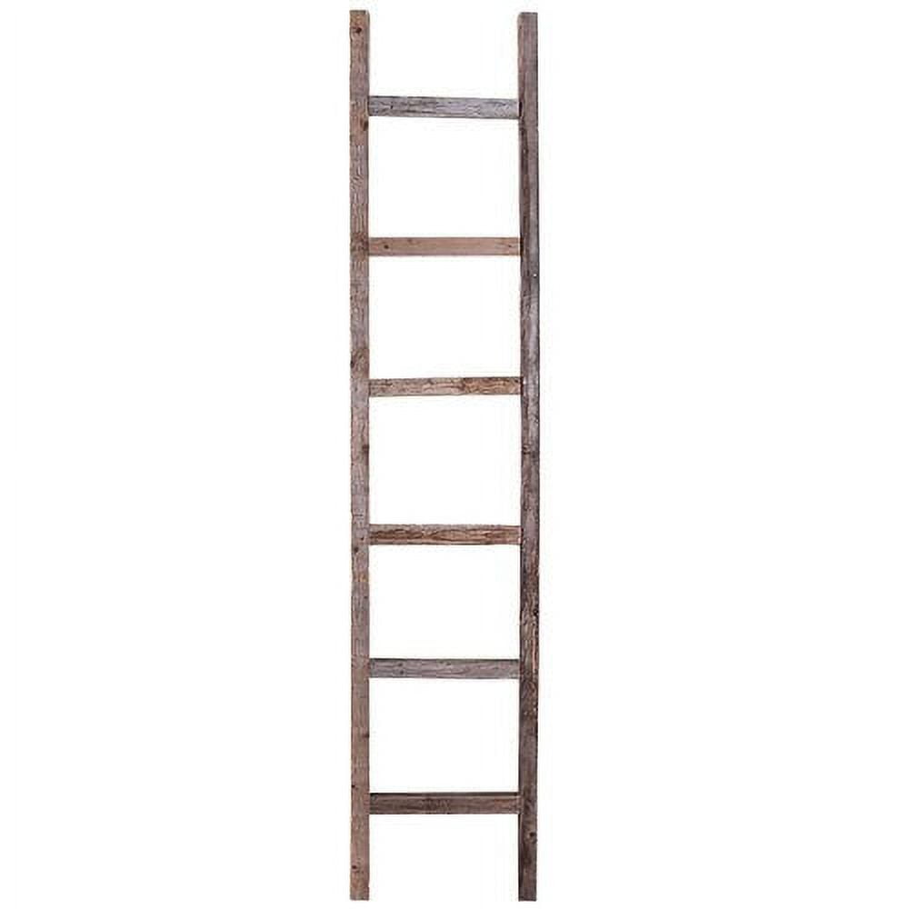 Rustic Gray and Brown Solid Wood 6 ft Blanket Ladder