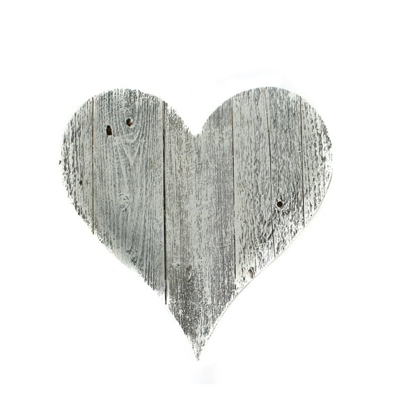 BarnwoodUSA Rustic Farmhouse 18" White Wash Wood Heart
