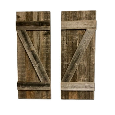 BarnwoodUSA Rustic Farmhouse 36" x 13" Weathered Gray Decorative Wooden Window Shutters (Set of 2)