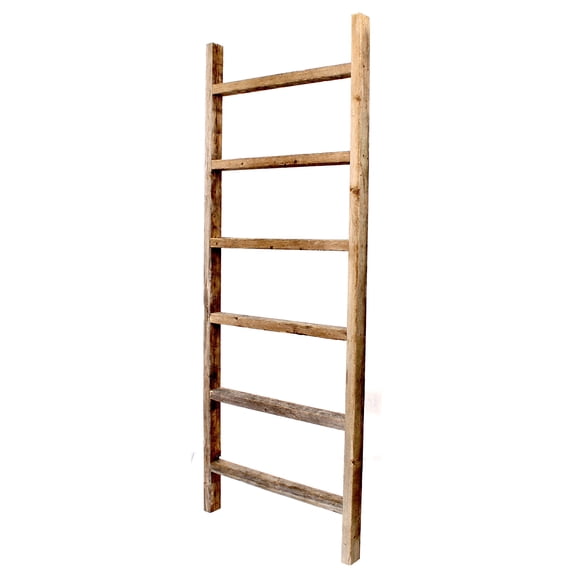 BARNWOODUSA Rustic Blanket Ladder - 100% Upcycled Wood (72" x 18" x 1.5", Weathered Gray)
