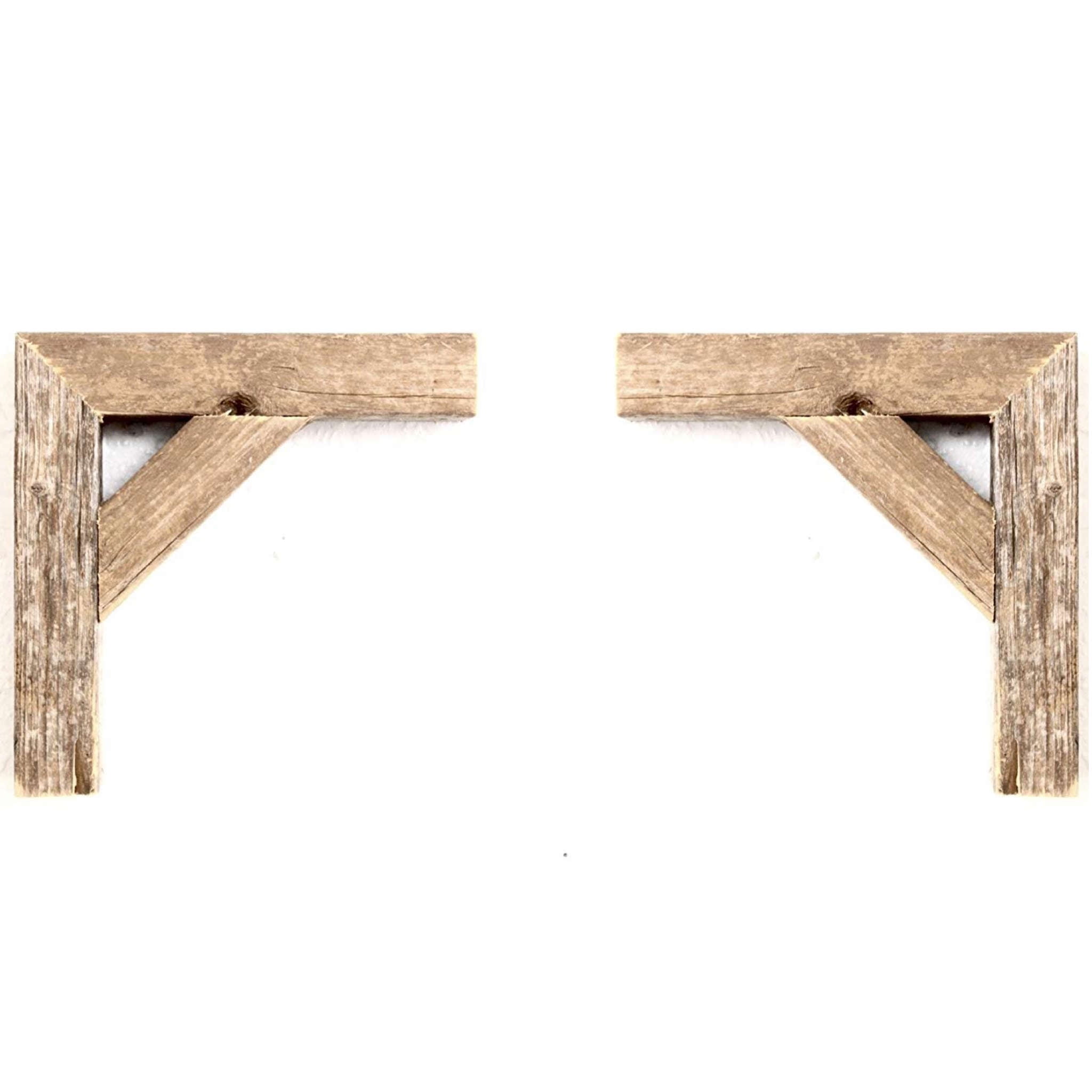 Rustic Farmhouse 8" Weathered Gray Reclaimed Wood Corbels (Set of 2)