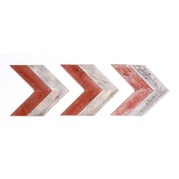 BarnwoodUSA Rustic Farmhouse Reclaimed Rustic Red Decorative Double Chevron Wood Arrows (Set of 3)