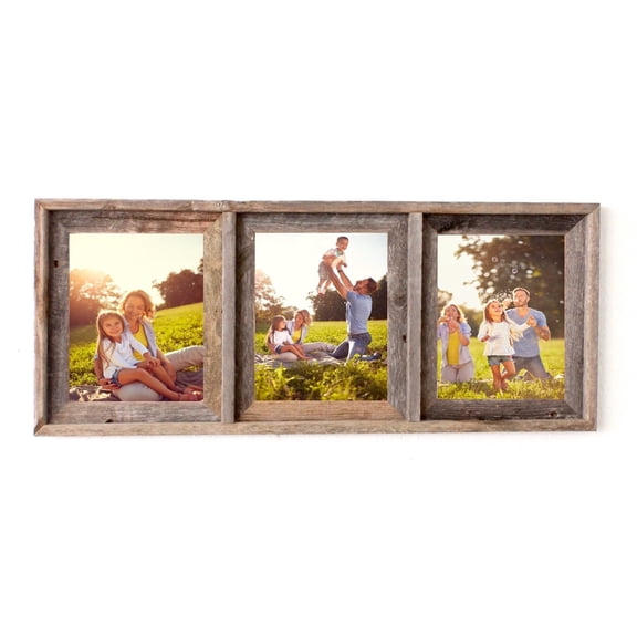 BARNWOODUSA Signature Collage Frame - 100% Up-Cycled Genuine Reclaimed Wood (3-8x10, Weathered Gray)