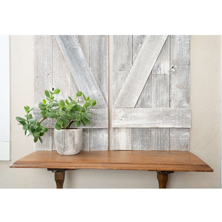 BARNWOODUSA Decorative Shutters Set of 2 Rustic Farmhouse Window Shutters with Traditional Barn Look Z Pattern Made from Reclaimed Wood Interior Country Style Decor White Wash