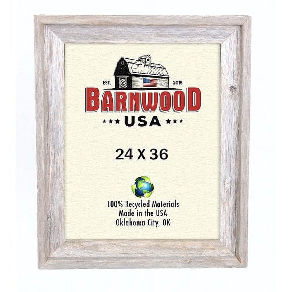 Rustic Weathered Gray Reclaimed Wood Beveled Picture Frame 24" x 36"