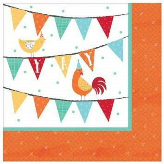 Barnyard Animals Farm Pig Cow Horse Rooster Birthday Party Beverage Napkins