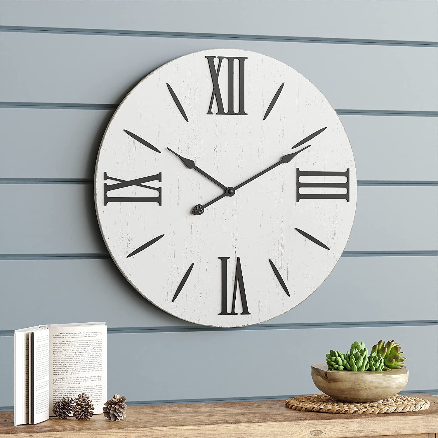 Barnyard Designs 18 inch Round Wooden Decorative Wall Clock, Farmhouse ...