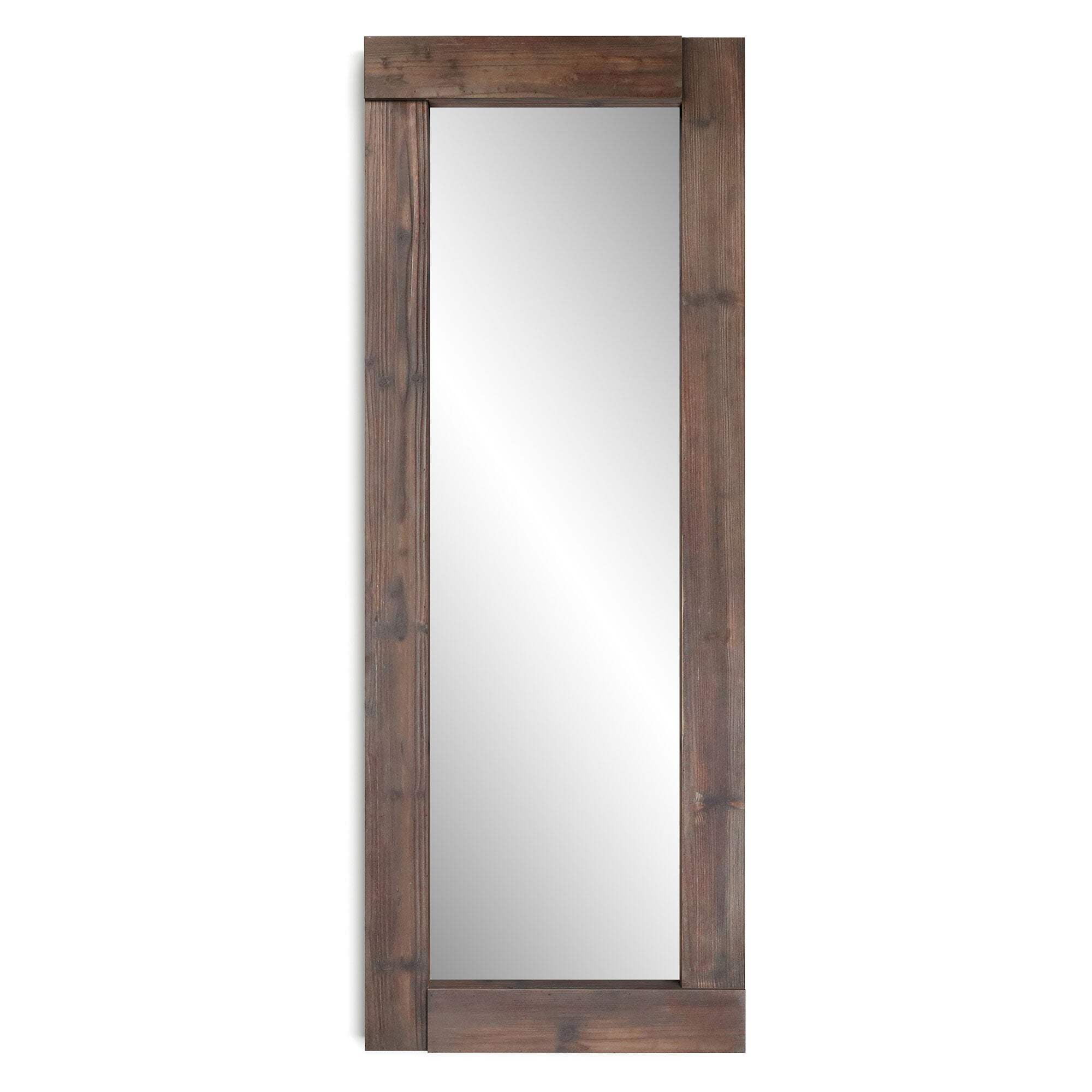 Rustic Brown Full Length Rectangular Wood Framed Mirror