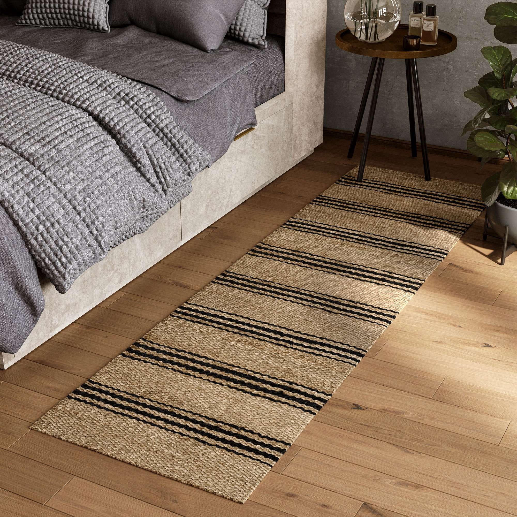 Barnyard Designs 2x7 Handspun Natural Indoor Jute Rug Runner, Small Braided Rug, Jute Runner Rug