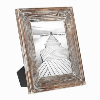 Barnyard Designs 4 Rustic Picture Frames with Matte for 4x6 Picture Frames and 5x7 Collage Picture Frames for Wall, Distressed Wood Pictures Frames
