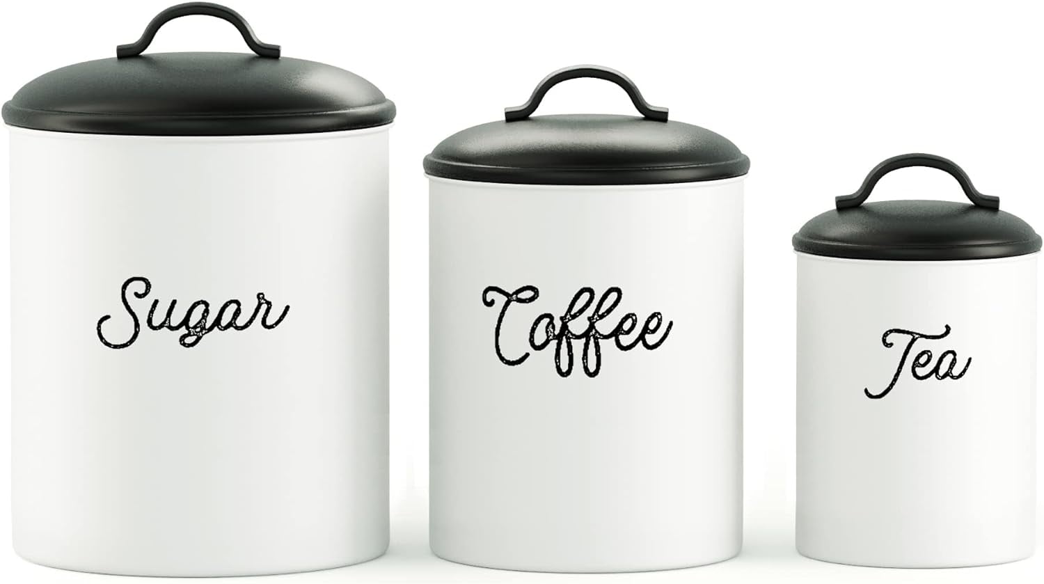 Barnyard Designs Black White Canister Sets for Kitchen Counter, Vintage ...