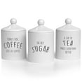 thumbnail image 1 of Barnyard Designs Ceramic Kitchen Canister Set – Decorative Farmhouse Coffee, Tea, Sugar Containers, Rustic Counter Storage Jars for Kitchen, White, Set of 3, 1 of 6
