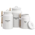 thumbnail image 1 of Barnyard Designs Canister Set for Kitchen Counter, Coffee Tea Sugar Container Ceramic Set, Decorative Canisters, Rustic Farmhouse Canister Jars, White (Coffee/Sugar/Tea), 1 of 7