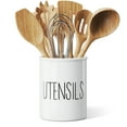 thumbnail image 1 of Barnyard Designs Ceramic Farmhouse Kitchen Utensil Holder for Countertop, Decorative Kitchen Utensil Crock for Counter, Spatula Holder, 7" (White), 1 of 7