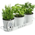 thumbnail image 1 of Barnyard Designs Indoor Herb Garden Planter Set with Tray, Metal Windowsill Plant Pots with Drainage for Outdoor or Indoor Plants, Set/3 (White), 1 of 8