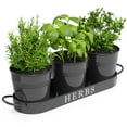 thumbnail image 1 of Barnyard Designs Indoor Herb Garden Planter Set with Tray, Metal Windowsill Plant Pots with Drainage for Outdoor or Indoor Plants, Set/3 (Black), 1 of 8