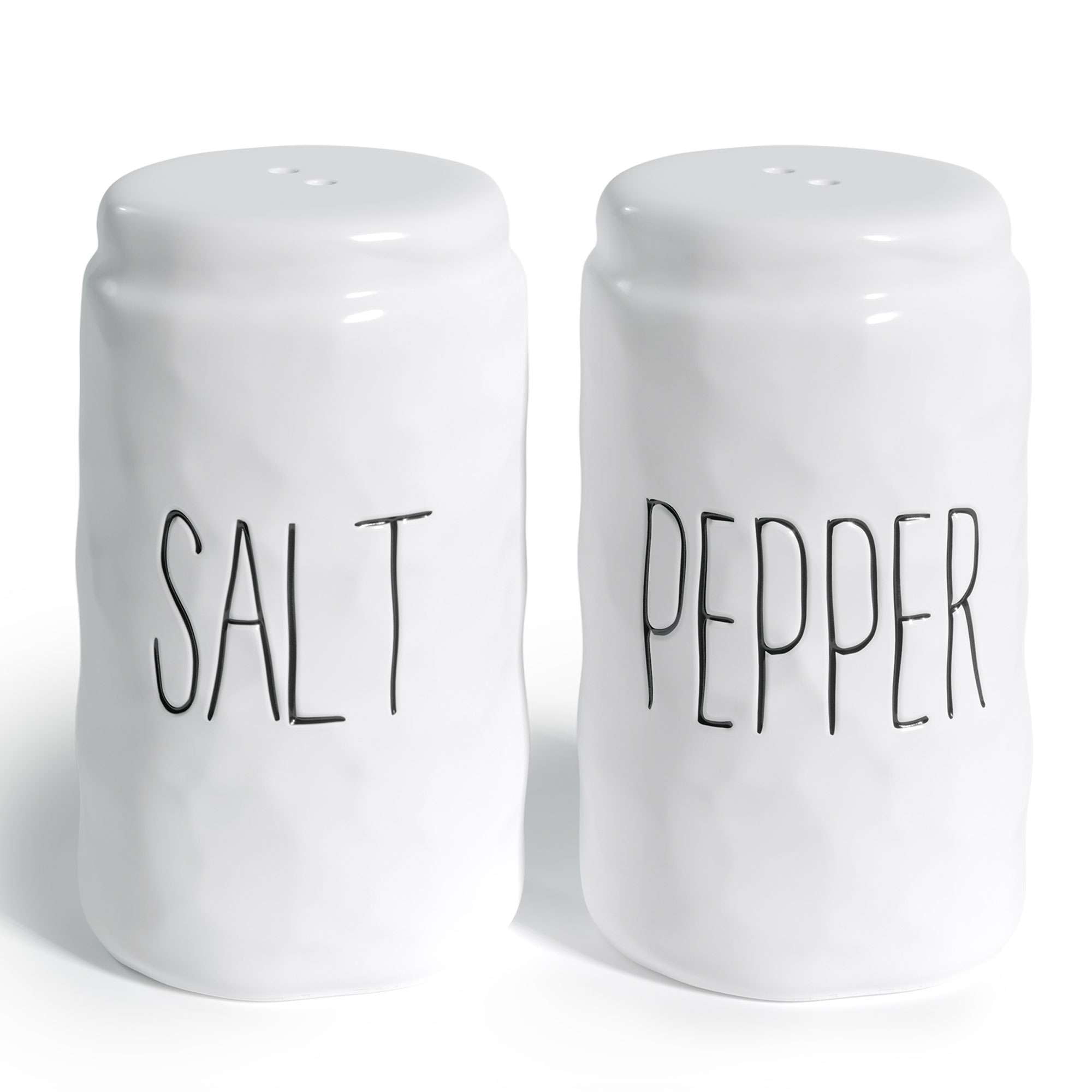 White Debossed Salt and Pepper Shaker Set