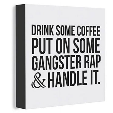 Barnyard Designs 'Gangster Rap' Wooden Box Sign, Funny Desk Decor, Primitive Decor Office Desk Decorations for Women Office, Work, Bathroom Shelf Decor, Funny Office Decor Humor, 8x8