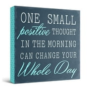 Barnyard Designs One Small Positive Thought Wooden Box Sign Motivational Desk Decor, Primitive Decor Office Desk Decorations for Women Office Bathroom Shelf Decor, Inspirational Desk Decor, 8x8