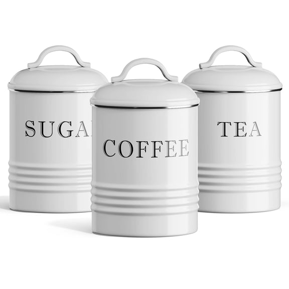Barnyard Designs Petite Metal Kitchen Canister Set White - S/3
