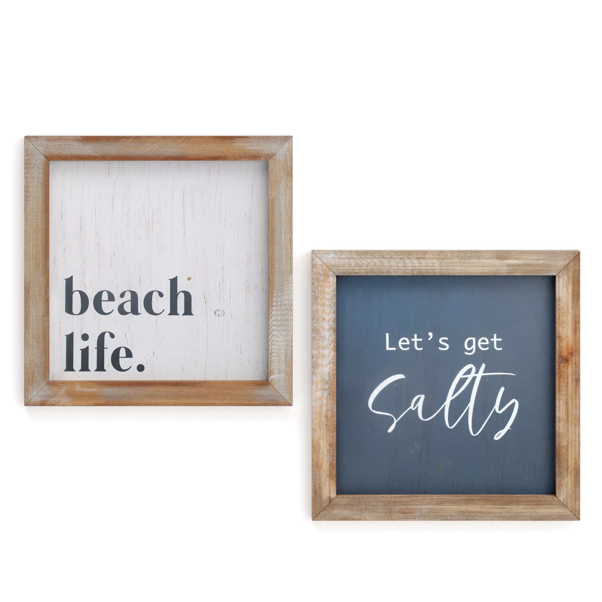 Barnyard Designs S/2 Beach Wood Framed Print Beach Decor Sign, Beach