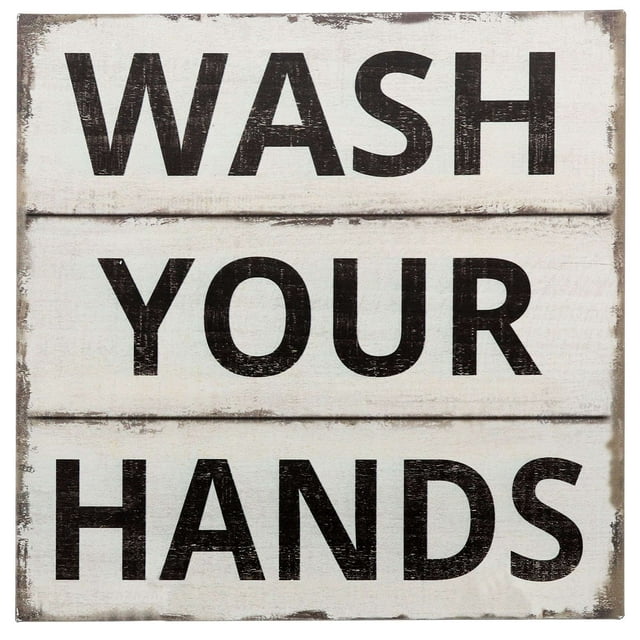 Barnyard Designs Wash Your Hands Sign Primitive Country Farmhouse Bathroom Quotes Home Decor Sign 11” x 11”