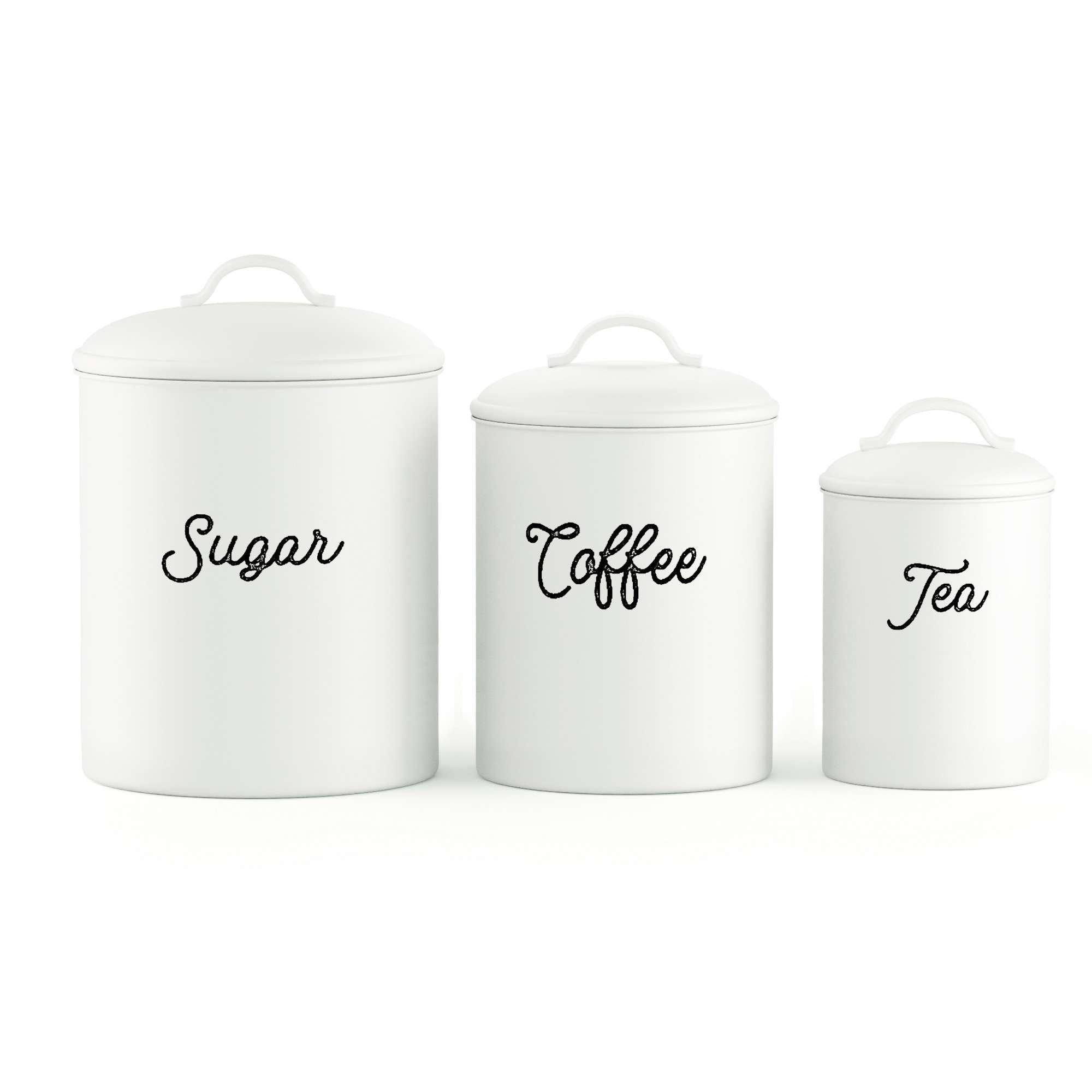 Barnyard Designs White Canister Sets for Kitchen Counter, Vintage