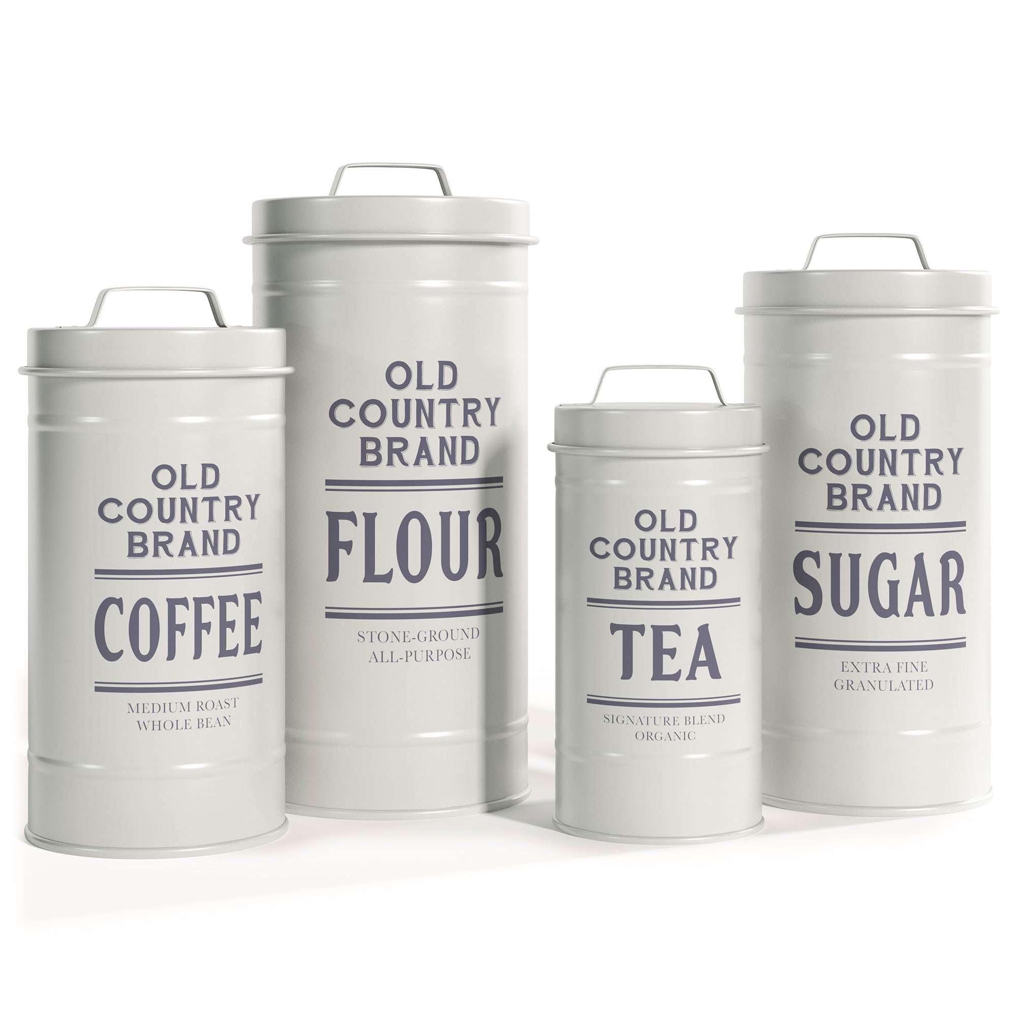 Stainless Steel Kitchen Canister Set, Sugar, Flour, Coffee, Tea (White,  40oz, 4 Pack), PACK - Fred Meyer