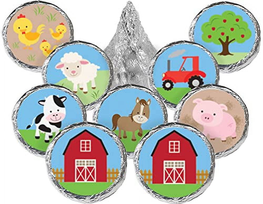 Barnyard Farm Animals Party Favor Stickers 180 Labels Stick On Candy